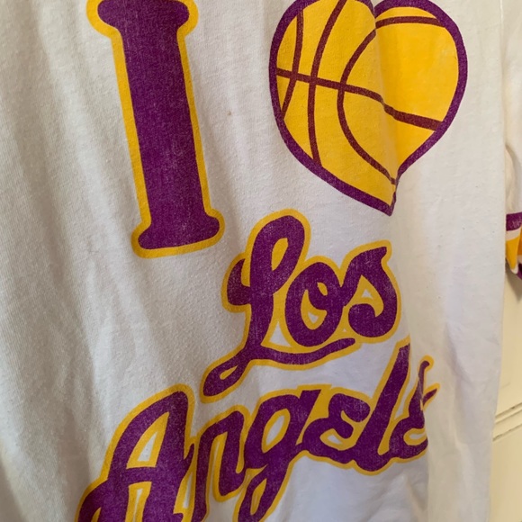 Vintage I Heart Los Angeles Lakers T-Shirt Hardwood Classics Woman's Large - Picture 7 of 11